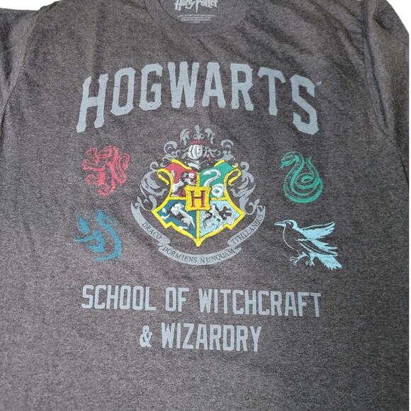 Harry Potter Grey Crewneck Short Sleeve Hogwarts School of Witchcraft & Wi - Picture 4 of 5